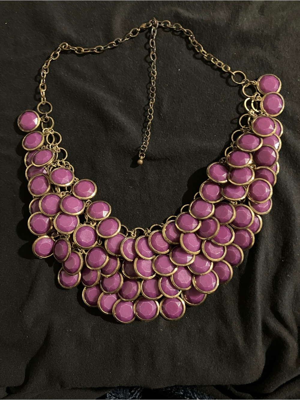 Purple Statement Bib Necklace - Unbranded